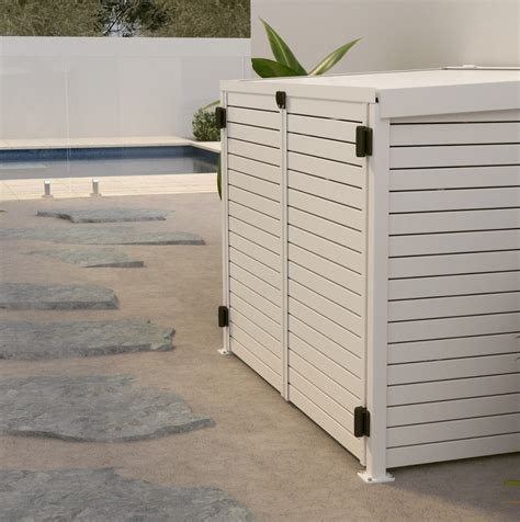 aluminium slat enclosures|aluminum slat pool pump storage.